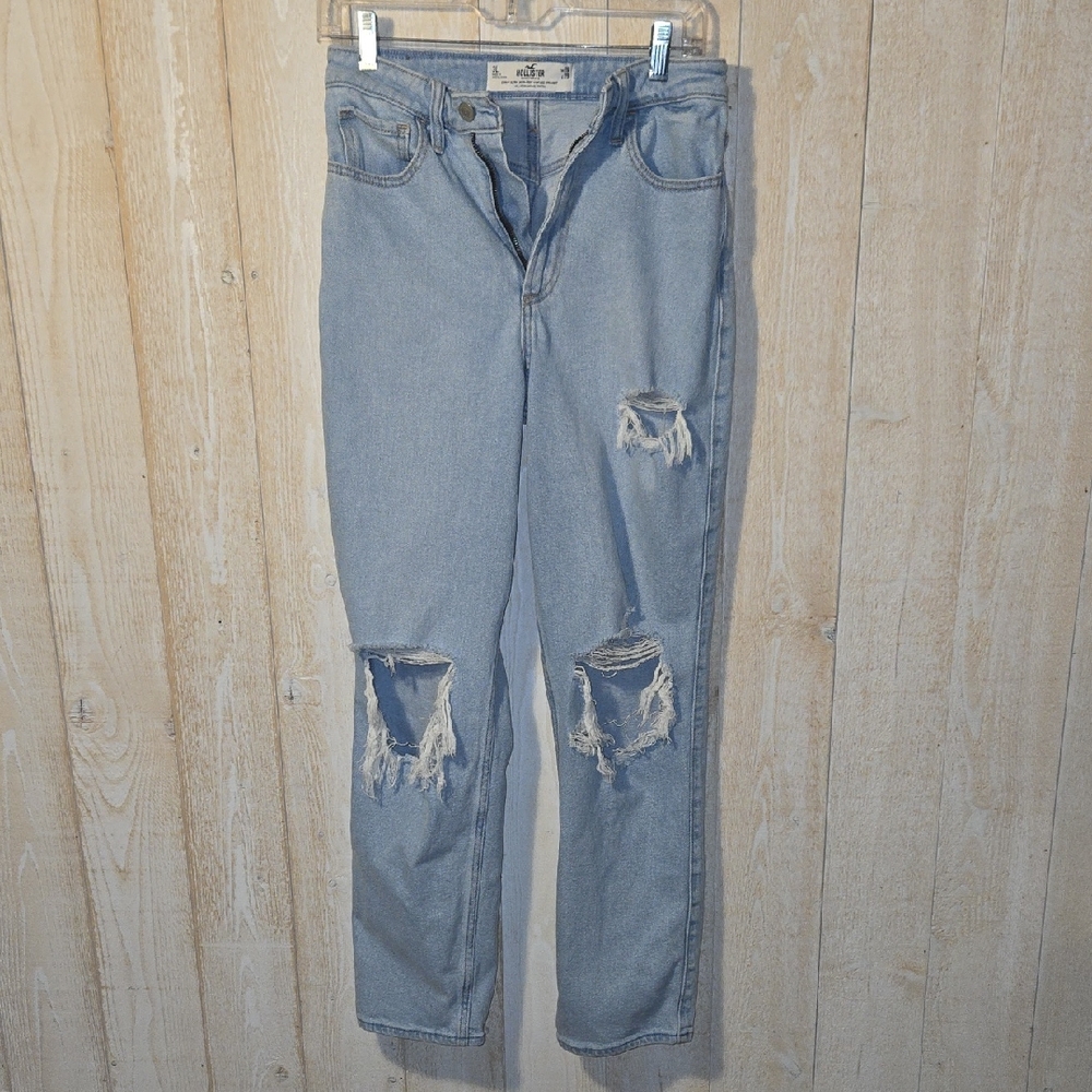 Hollister Curvy Ultra High-Rise Vintage Distressed Jeans Light Wash 3L waist 26